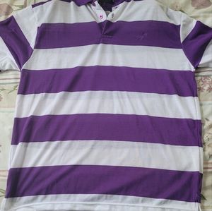 A purple and white striped casual shirt
